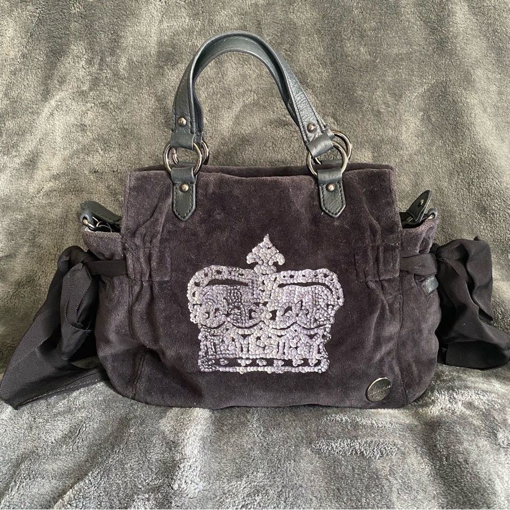 Juicy Couture Black Velour Tote Bag